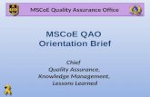 MSCoE QAO  Orientation Brief