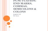 PUNCTUATION: End  Marks, Commas, Semicolons & Colons