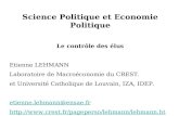 Science Politique et Economie Politique Le contrôle des élus Etienne LEHMANN