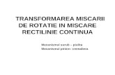 TRANSFORMAREA MISCARII DE ROTATIE IN MISCARE RECTILINIE CONTINUA