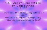 4.5  Apply Properties of Logarithms