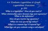 4.4 Evaluate Logarithms & Graph Logarithmic Functions