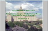 DETERMINACY ANALYSIS The basic concepts, Statistical criteria, Applications in psychology