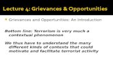 Lecture 4: Grievances & Opportunities