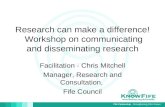 Research can make a difference!  Workshop on communicating and disseminating research