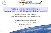 Testing and benchmarking of microscopic traffic flow simulation models