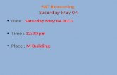 SAT Reasoning  Saturday May 04