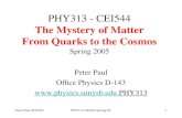 PHY313 - CEI544 The Mystery of Matter From Quarks to the Cosmos Spring 2005