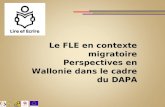 Le FLE en contexte migratoire Perspectives en Wallonie dans le cadre du DAPA