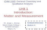 Unit 1 Introduction: Matter and Measurement
