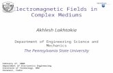 Electromagnetic Fields in  Complex Mediums