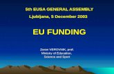 5th EUSA GENERAL ASSEMBLY Ljubljana, 5 December 2003 EU FUNDING