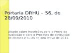 Portaria DRHU – 56, de 28/09/2010