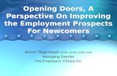 Opening Doors, A Perspective On Improving the Employment Prospects For Newcomers