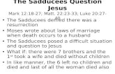The Sadducees Question Jesus Mark 12:18-27; Matt. 22:23-33; Luke 20:27-40