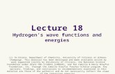 Lecture 18 Hydrogen’s wave functions and energies