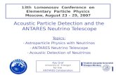 13th  Lomonosov  Conference  on Elementary  Particle  Physics Moscow, August 23 – 29, 2007