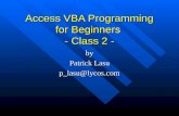 Access VBA Programming for Beginners  - Class 2 -