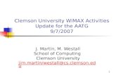 Clemson University WiMAX Activities  Update for the AATG  9/7/2007