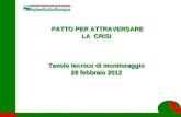 PATTO PER ATTRAVERSARE LA  CRISI Tavolo tecnico di monitoraggio 28 febbraio 2012