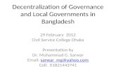 Decentralization of Governance and Local Governments in Bangladesh