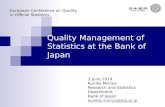 Quality Management of Statistics at the Bank of Japan