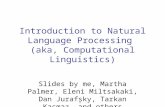 Introduction to Natural Language Processing  (aka, Computational Linguistics)