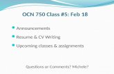 OCN 750 Class #5: Feb 18