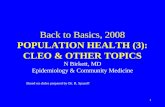 Back to Basics, 2008 POPULATION HEALTH (3): CLEO & OTHER TOPICS