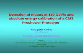 Detection of muons at 150 GeV/c and absolute energy calibration of a CMS Preshower Prototype