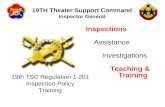 Inspections     Assistance         Investigations Teaching &                 Training