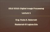EELE 5310: Digital Image Processing Lecture 1 Eng.  Ruba  A.  Salamah Rsalamah  @  iugaza.Edu
