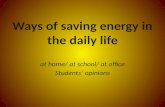Ways of saving energy  in  the daily life