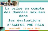 La prise en compte des données sexuées dans  les évaluations  d’AGEFOS PME PACA