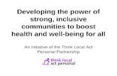 Developing the power of strong, inclusive communities to boost health and well-being for all