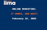 ONLINE MARKETING; IT WORKS, NOW WHAT? February 25, 2003