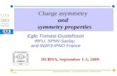 Charge asymmetry  and  symmetry properties
