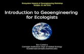 Introduction to Geoengineering  for Ecologists