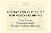 FORMAT AND FILE ISSUES FOR VIDEO ARCHIVING