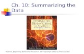 Ch. 10: Summarizing the Data