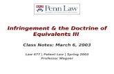 Infringement & the Doctrine of Equivalents III