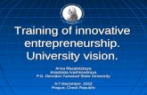 Training of innovative entrepreneurship. University vision.