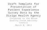 Draft Template for Presentation of Patient Experience Survey Data by the Dirigo Health Agency