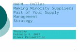 NAPM – Dallas Making Minority Suppliers Part of Your Supply Management  Strategy