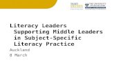 Literacy Leaders Supporting Middle Leaders in Subject-Specific Literacy Practice Auckland 8 March
