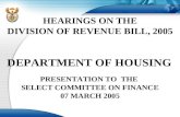 HEARINGS ON THE DIVISION OF REVENUE BILL, 2005