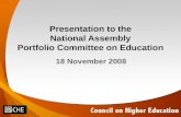 Presentation to the National Assembly Portfolio Committee on Education