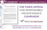 THE PARIS APPEAL  FOR RESPONSIBLE  MICROFINANCE CAMPAIGN
