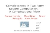 Completeness in Two-Party Secure Computation –  A Computational View