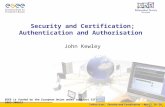 Security and Certification; Authentication and Authorisation